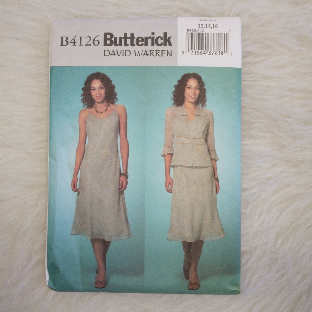BUTTERICK B4126 SZ 12-16 Misses Unlined Jacket & Lined A-line Dress